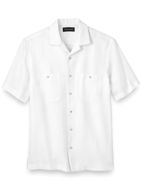 Linen Solid Casual Shirt - White Product Image