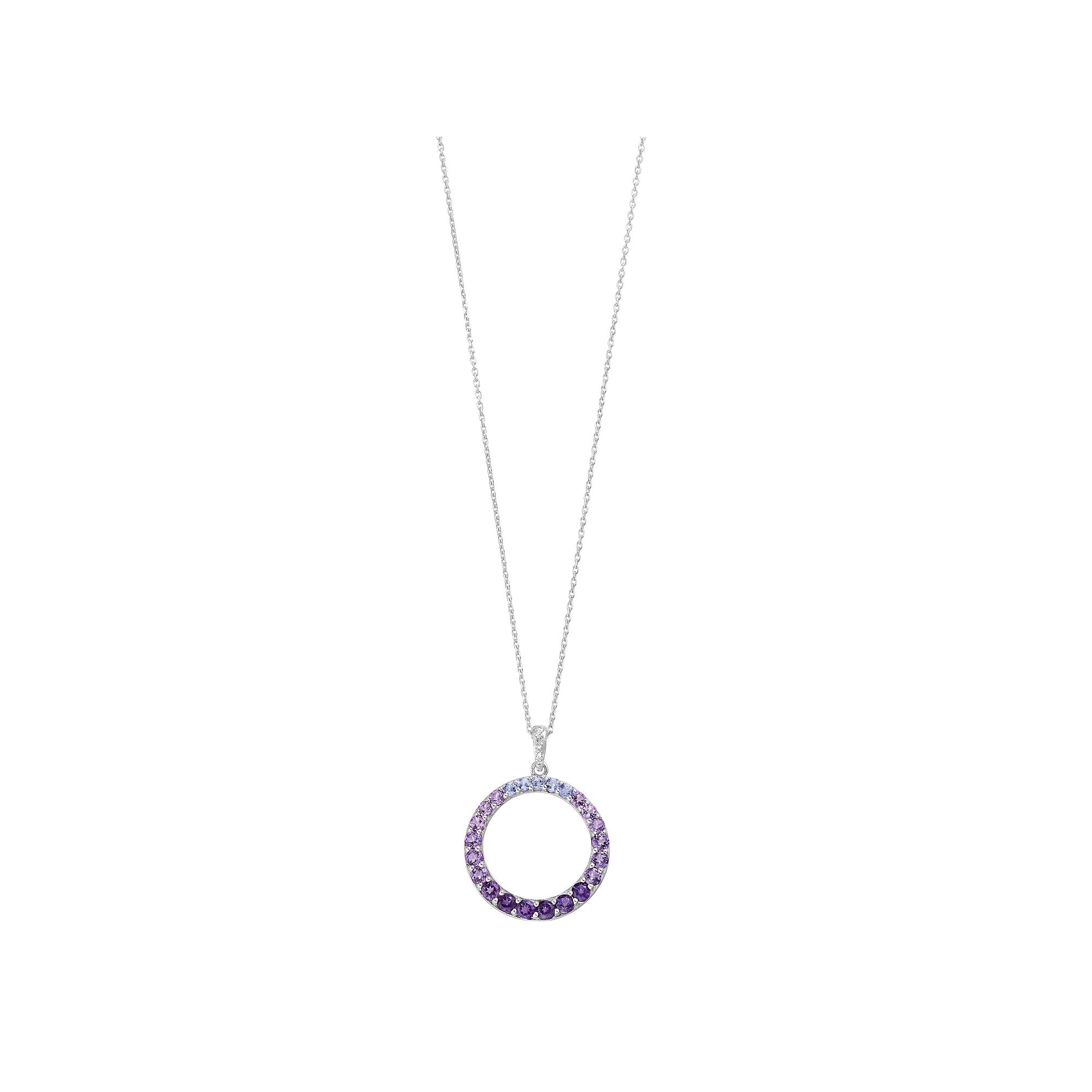 Sterling Silver Amethyst Tanzanite & Lab-Created White Sapphire Open Circle Pendant Necklace, Women's, Size: 16-18" ADJ Product Image