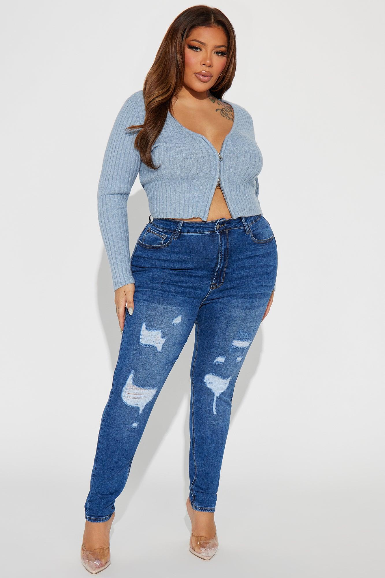 Bea Ripped Booty Lifter Skinny Jeans - Medium Wash Product Image