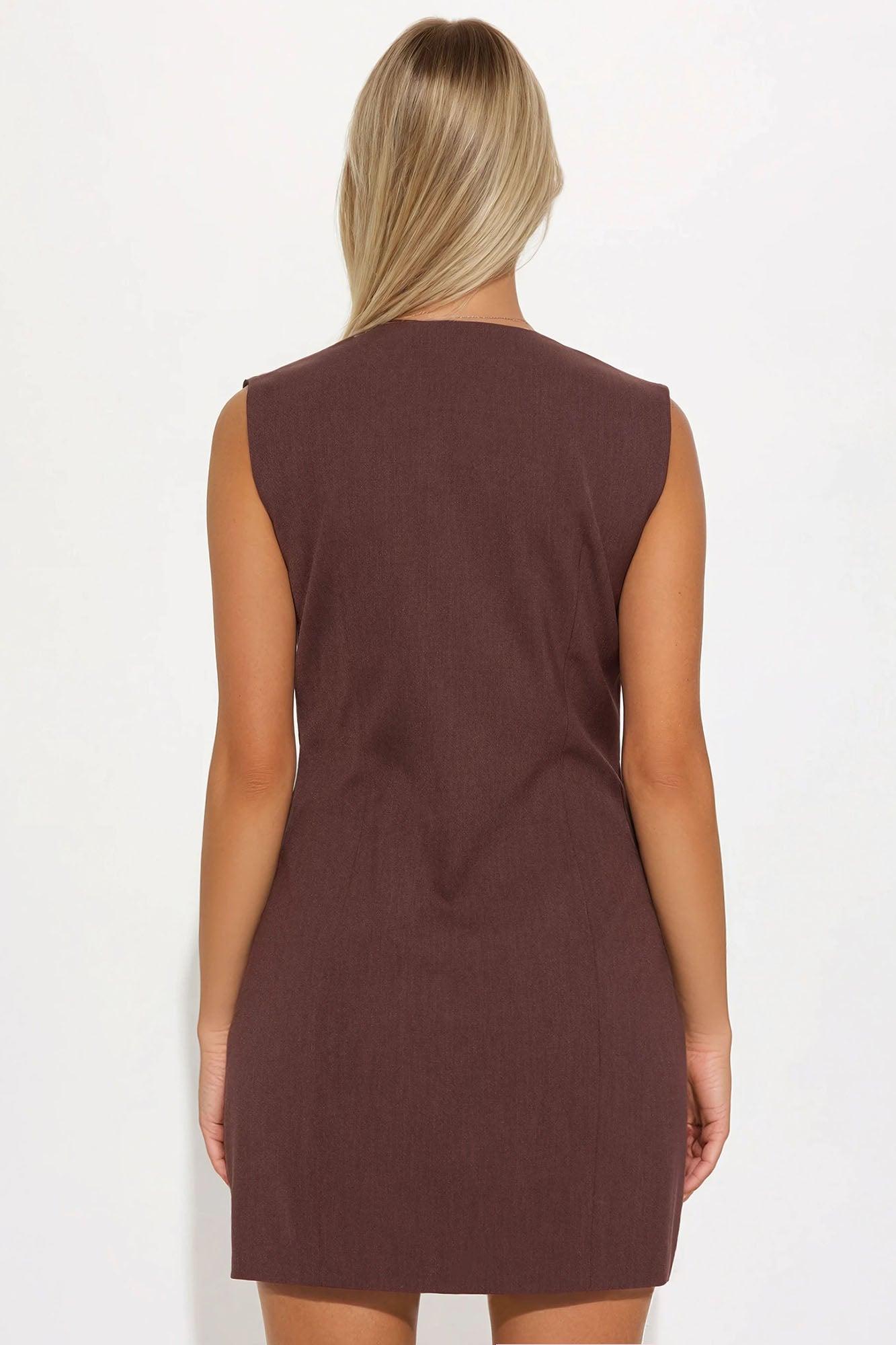 Hustle Culture Mini Suit Dress - Brown Product Image