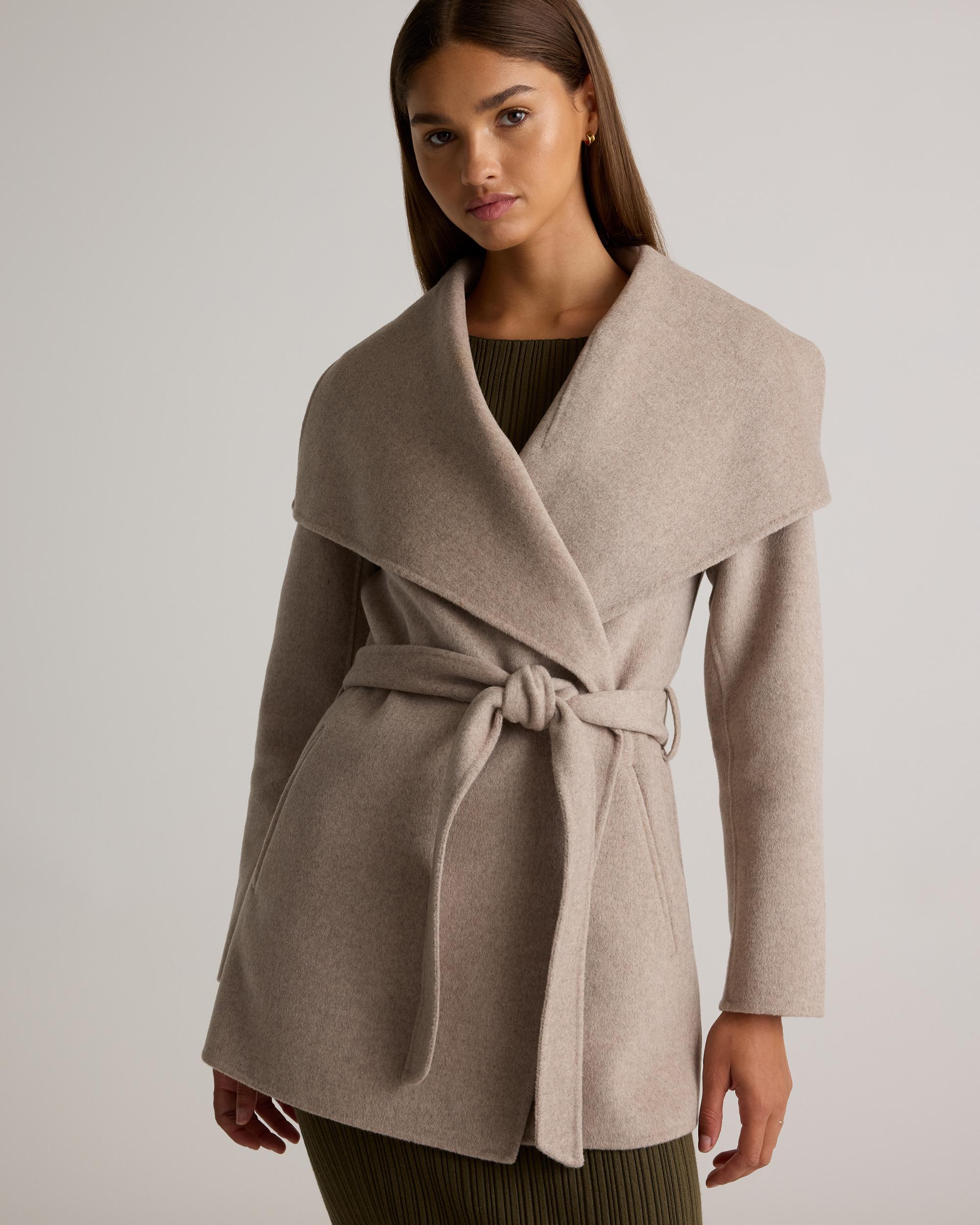 Quince | Women's Double-Faced Merino Wool Draped Collar Short Wrap Coat Product Image