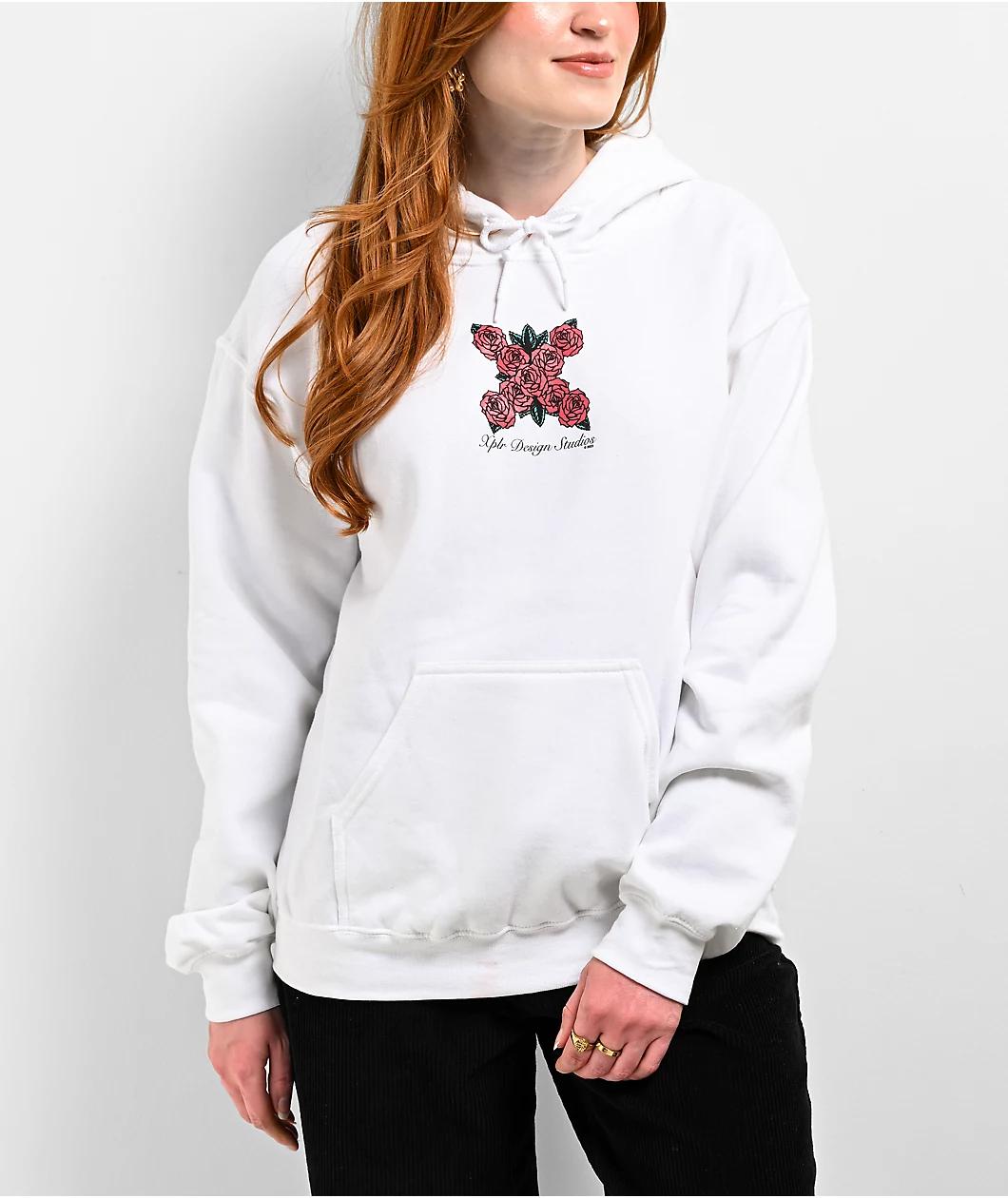 XPLR Roses Logo White Hoodie Product Image