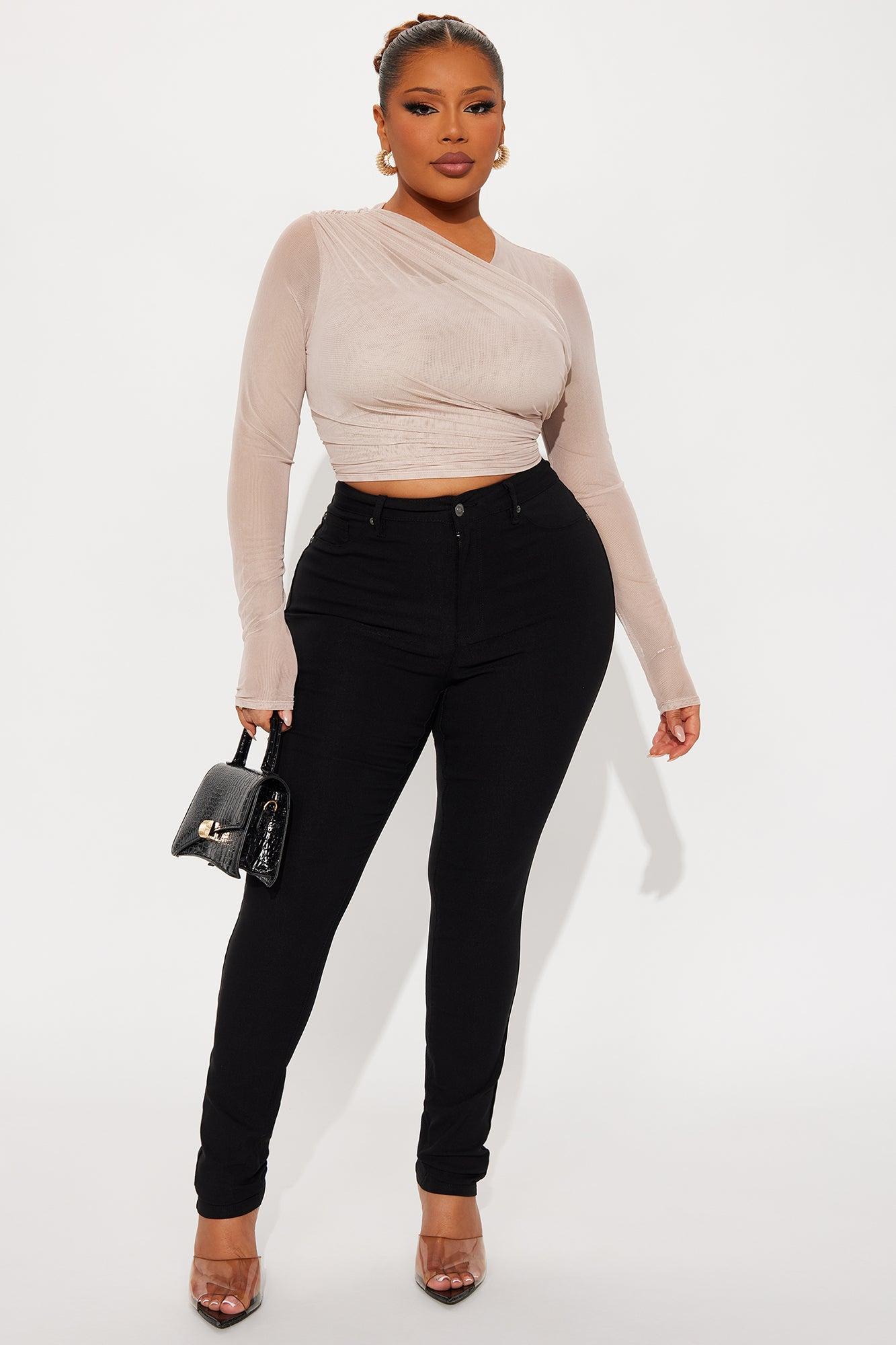 Julane Ruched Long Sleeve Mesh Top - Stone Female Product Image