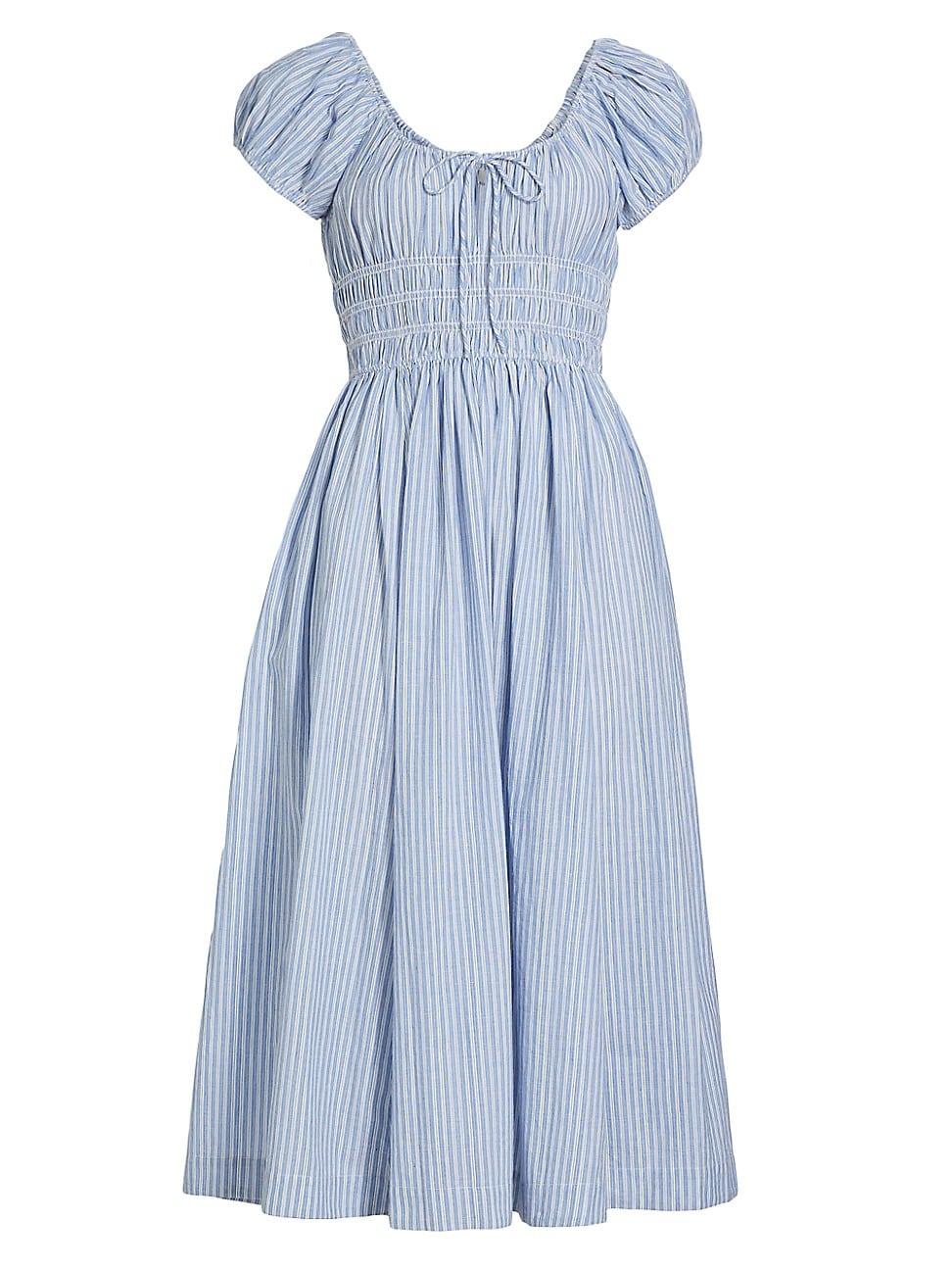 Womens Quinn Striped Cotton Scoopneck Midi-Dress Product Image
