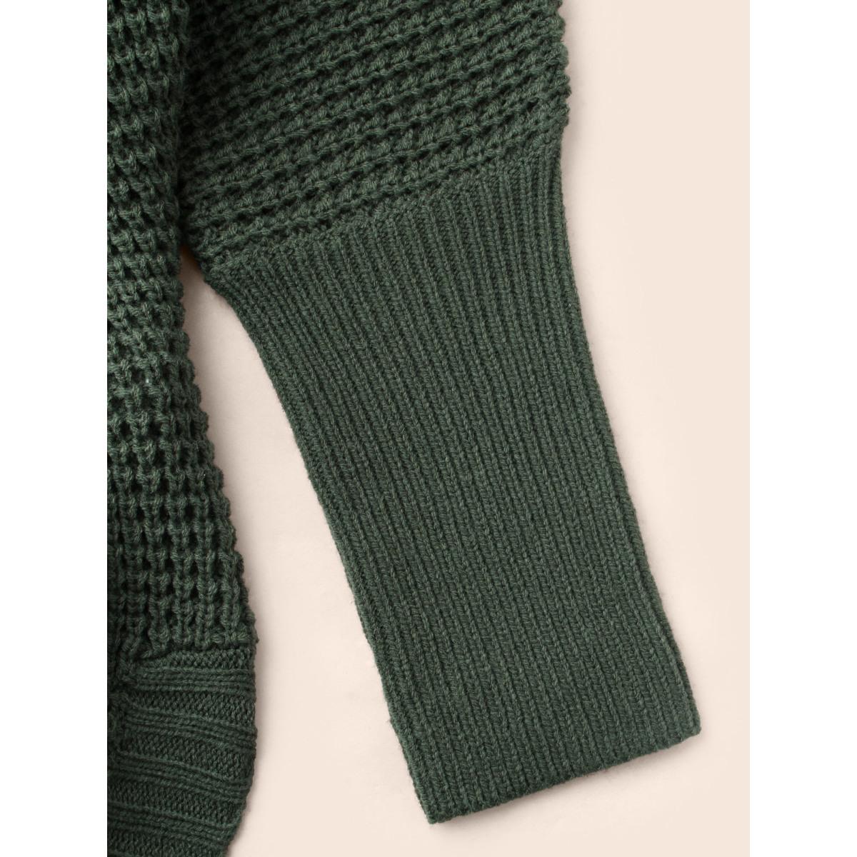 Plus Size Texture Boat Neck Dolman Sleeve Pullover ArmyGreen Women Casual Loose Long Sleeve Boat Neck Everyday Pullovers BloomChic 26/4X Product Image