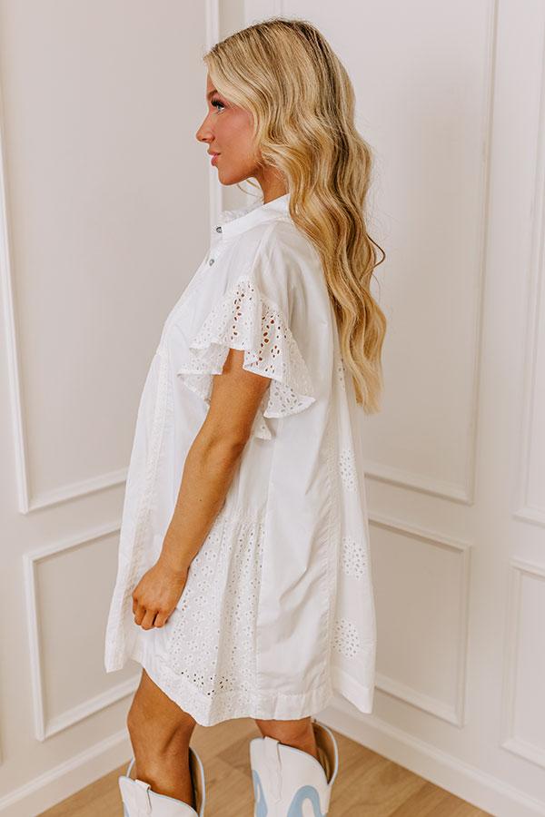 Brunch Ready Eyelet Mini Dress in White Product Image
