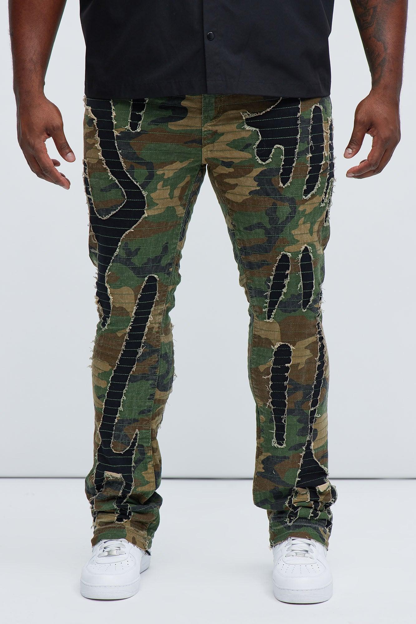 Stay Ready Stitched Slim Flare Pants - Camouflage Product Image