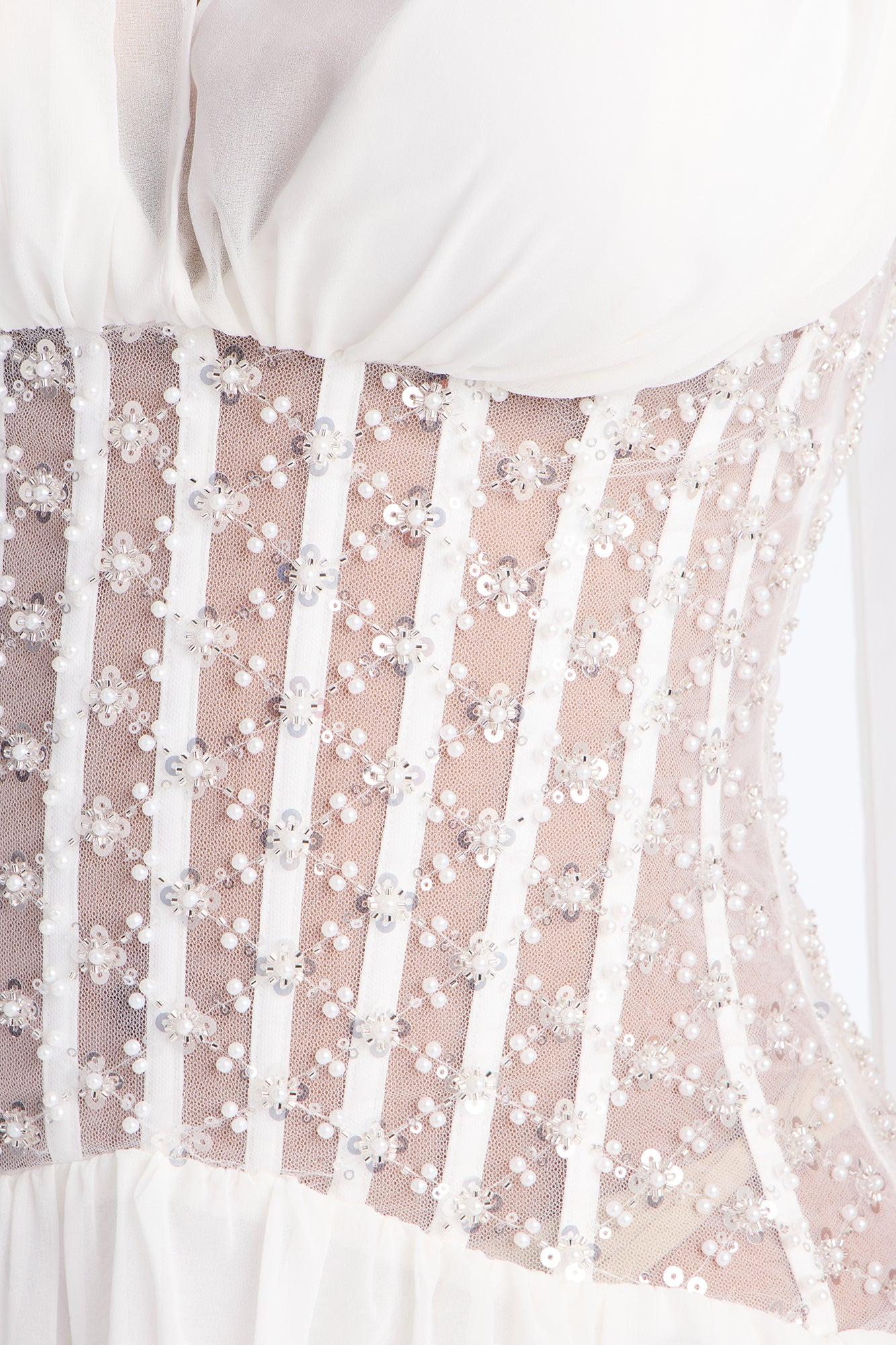 Radiant Aura Embellished Corset Maxi Dress - White Female Product Image
