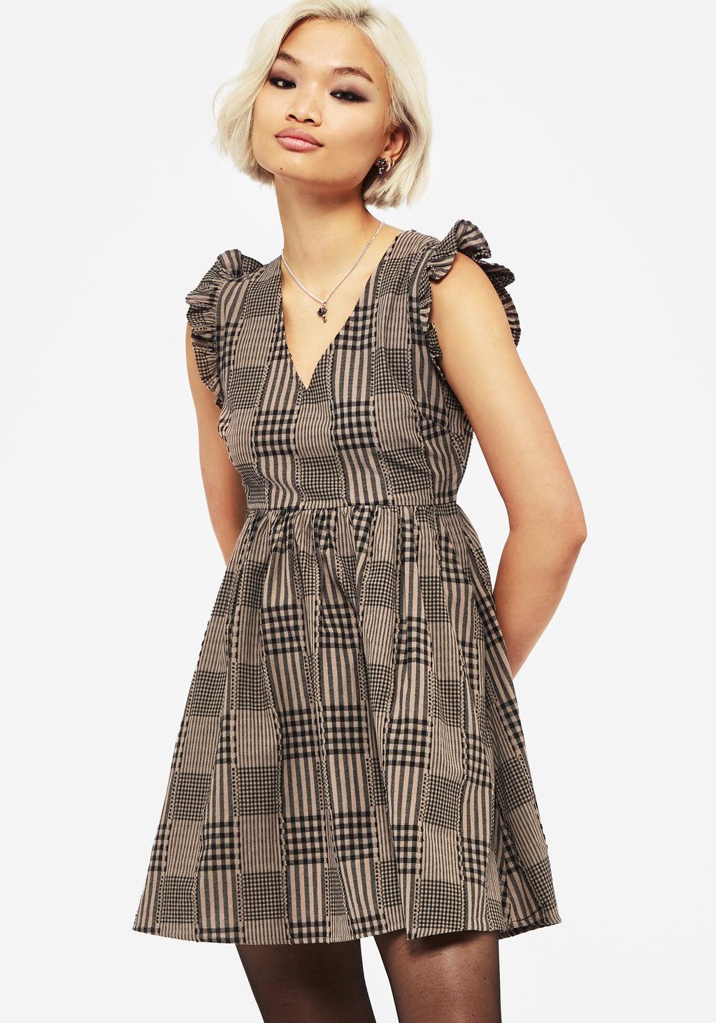 Mabel Check Mini Skater Dress Product Image