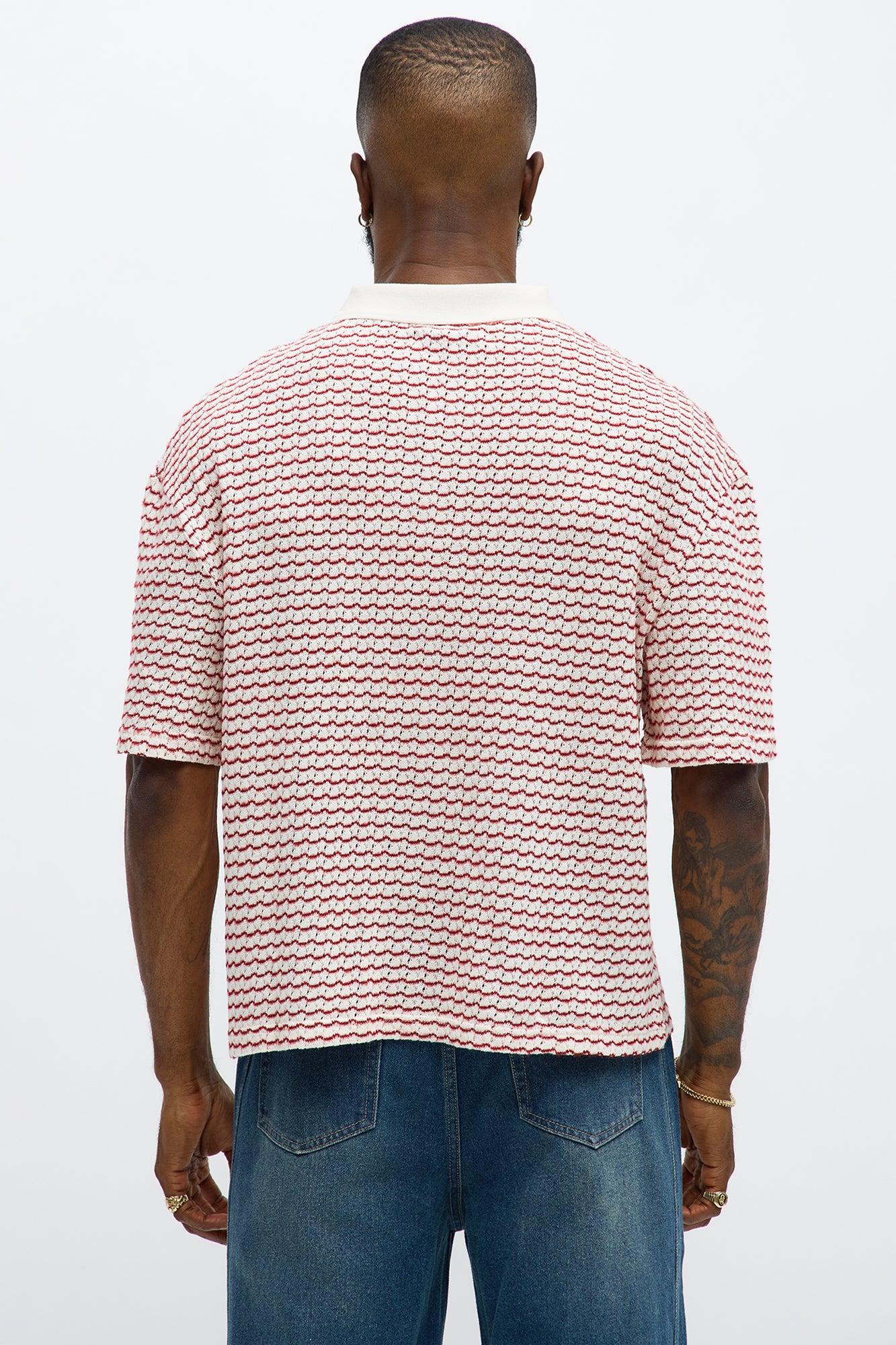 Regular Fit Color Block Button up Sweater Shirt - Cream/combo Male Product Image