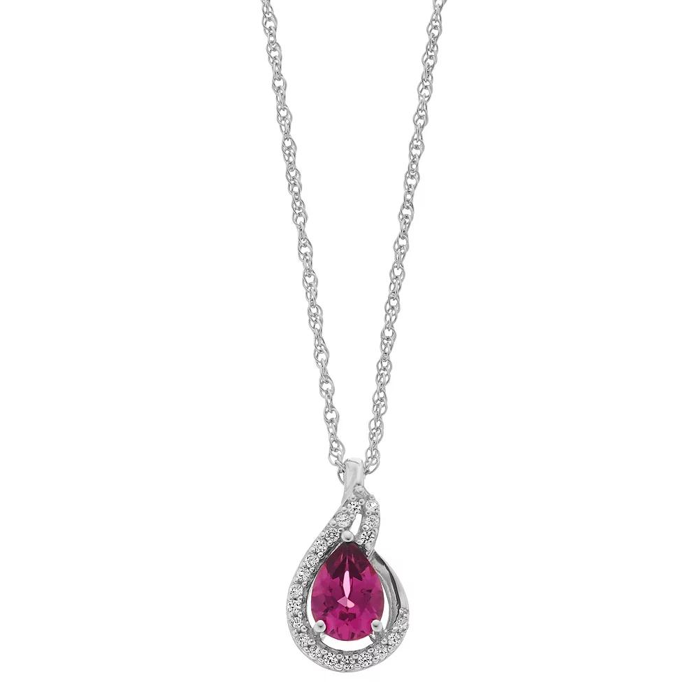 Sterling Silver Rhodolite Garnet & Lab-Created White Sapphire Pendant Necklace, Women's, Size: 18" Product Image