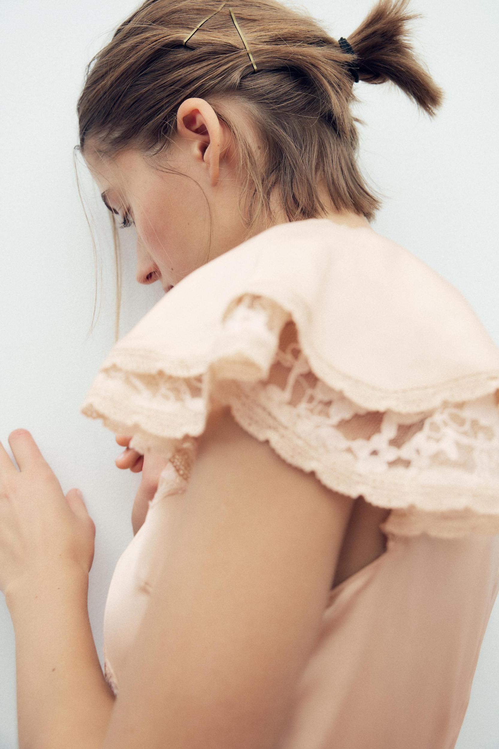 SATIN EMBROIDERED MIDI DRESS Product Image