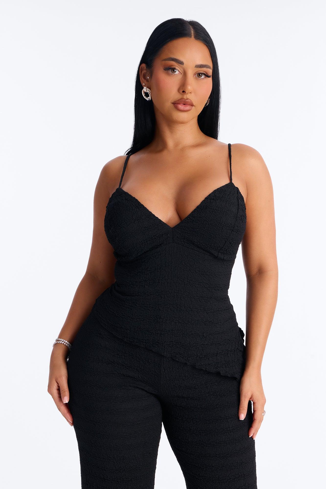 Naomi Asymmetrical Textured Pant Set - Black Female Product Image
