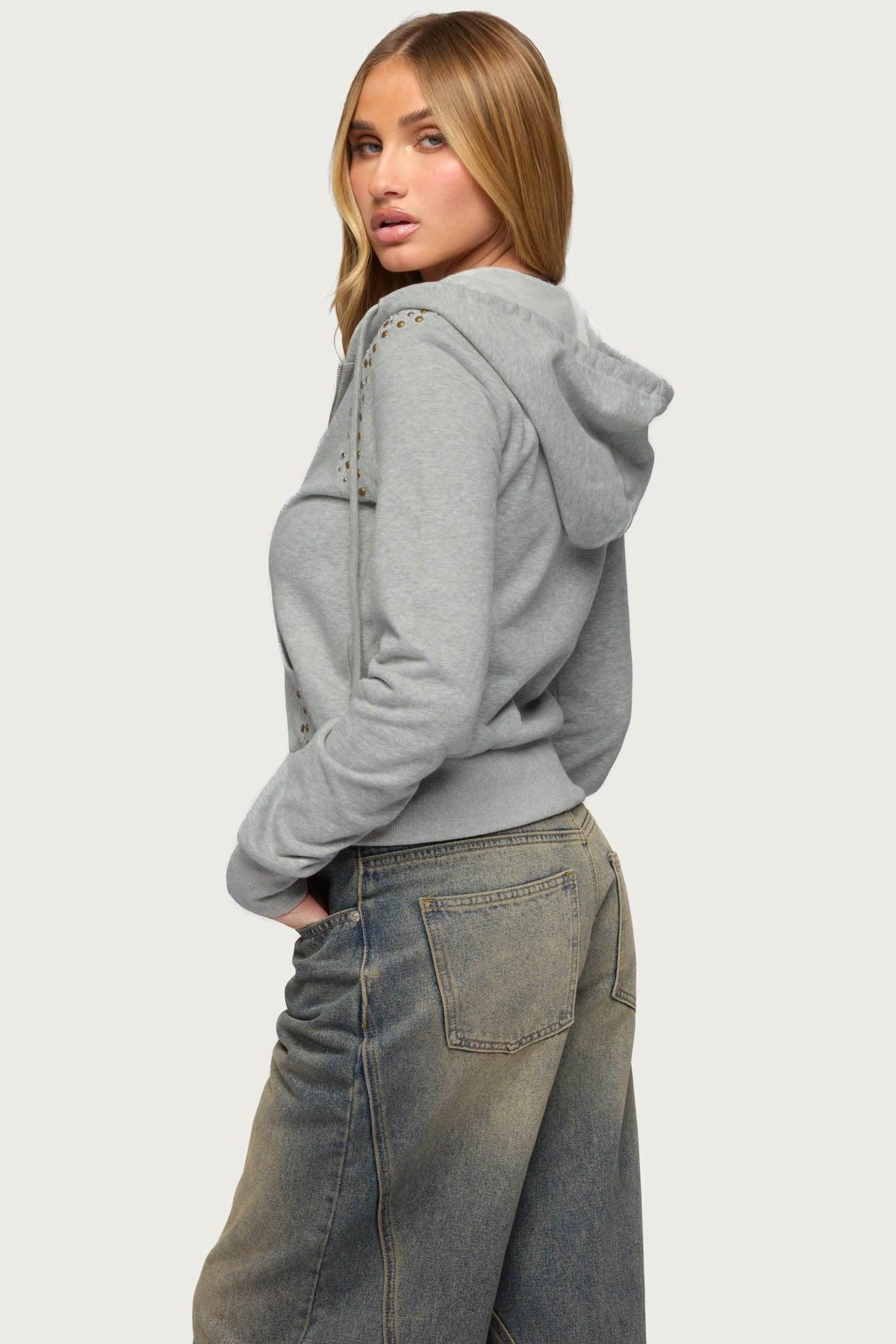 Patricia Studded Zip Up Hoodie Product Image