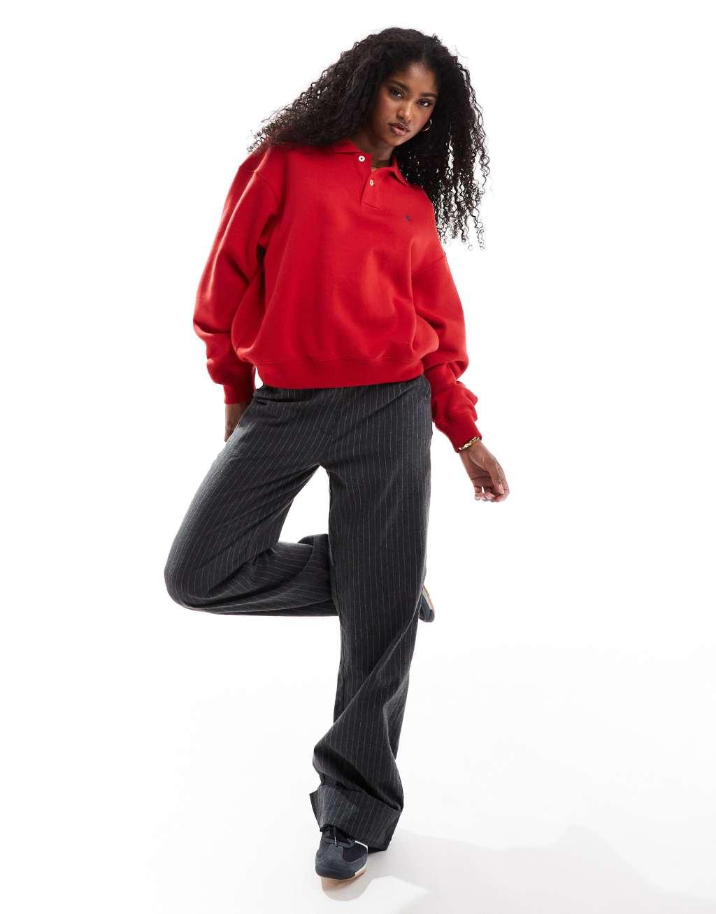 Polo Ralph Lauren collared sweatshirt with logo in red Product Image