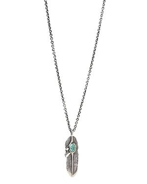 Mens Raven Turquoise Feather Pendant Necklace Product Image