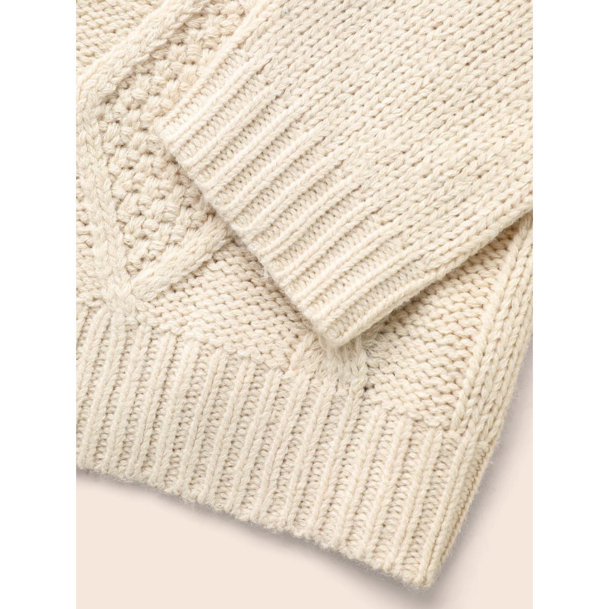 Plus Size Cable Knit Drop Shoulder Pocket Cardigan WhiteSmoke Women Casual Loose Sleeveless Everyday Cardigans BloomChic 26/4X Product Image