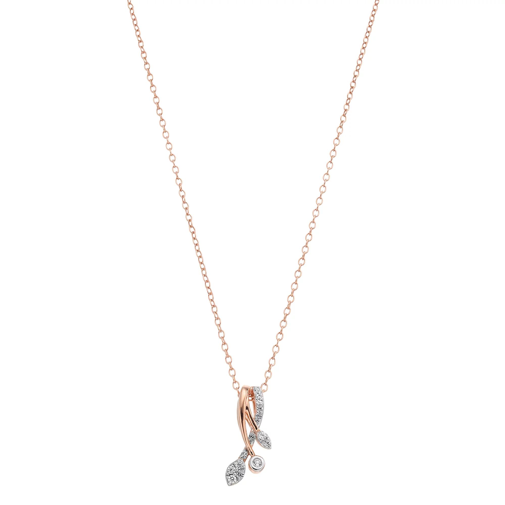 14k Rose Gold Over Silver Lab-Created White Sapphire Pendant Necklace, Women's, Size: 18", 14k Pink Plated Product Image