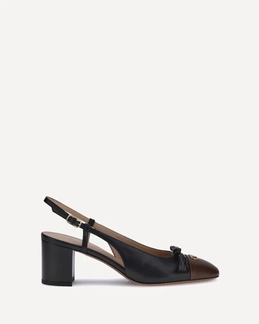 VALENTINO GARAVANI Vlogo 65 Tasseled Two-tone Leather Slingback Pumps In Black Product Image