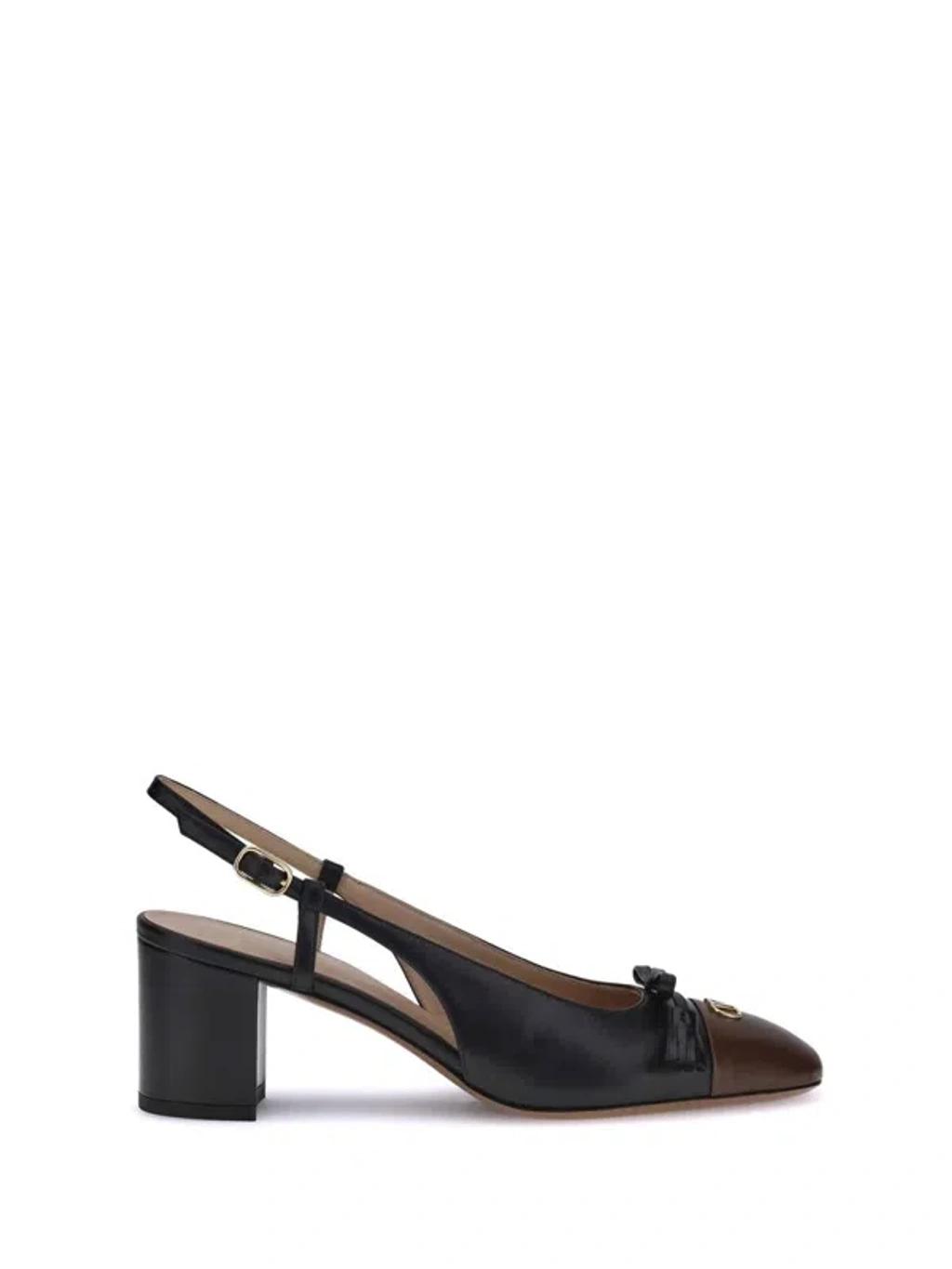 VALENTINO GARAVANI Vlogo 65 Tasseled Two-tone Leather Slingback Pumps In Black Product Image