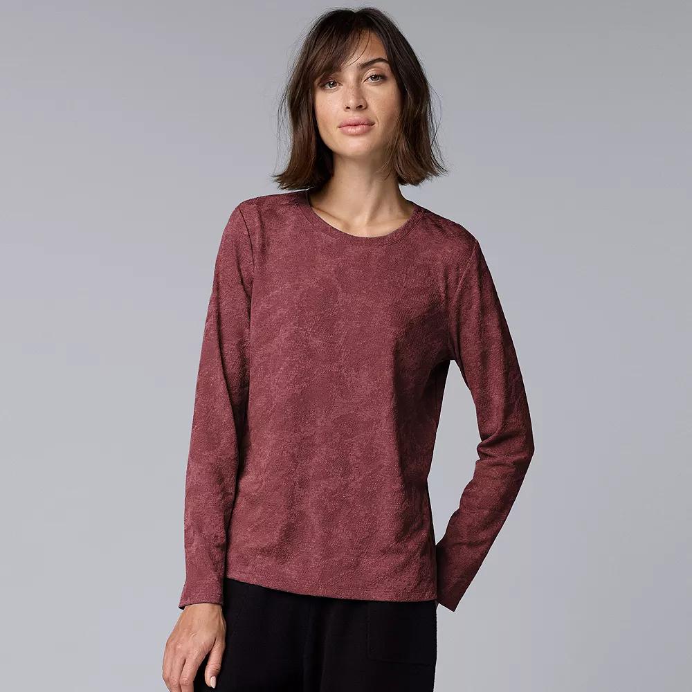 Women's Simply Vera Vera Wang Long Sleeve Crew Neck Tee, Size: XXL, Quiet Storm Grey Product Image