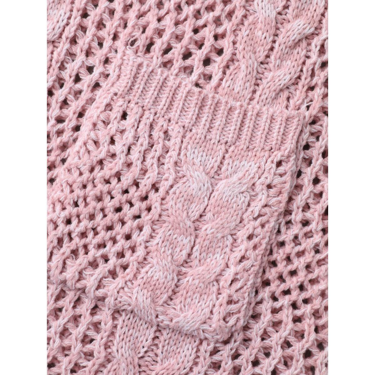 Plus Size Cut-Out Crochet Textured Open-Front Cardigan Blush Women Casual Loose Long Sleeve Everyday Cardigans BloomChic 28/5X Product Image