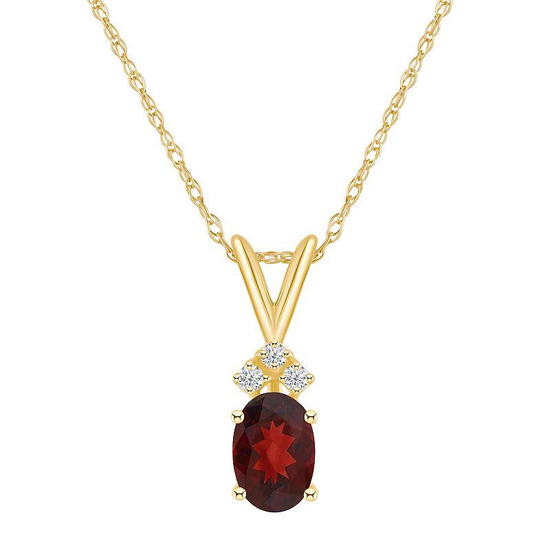 Celebration Gems 14k Gold Gemstone & Diamond Accent Pendant Necklace, Women's, Size: 18", White Product Image