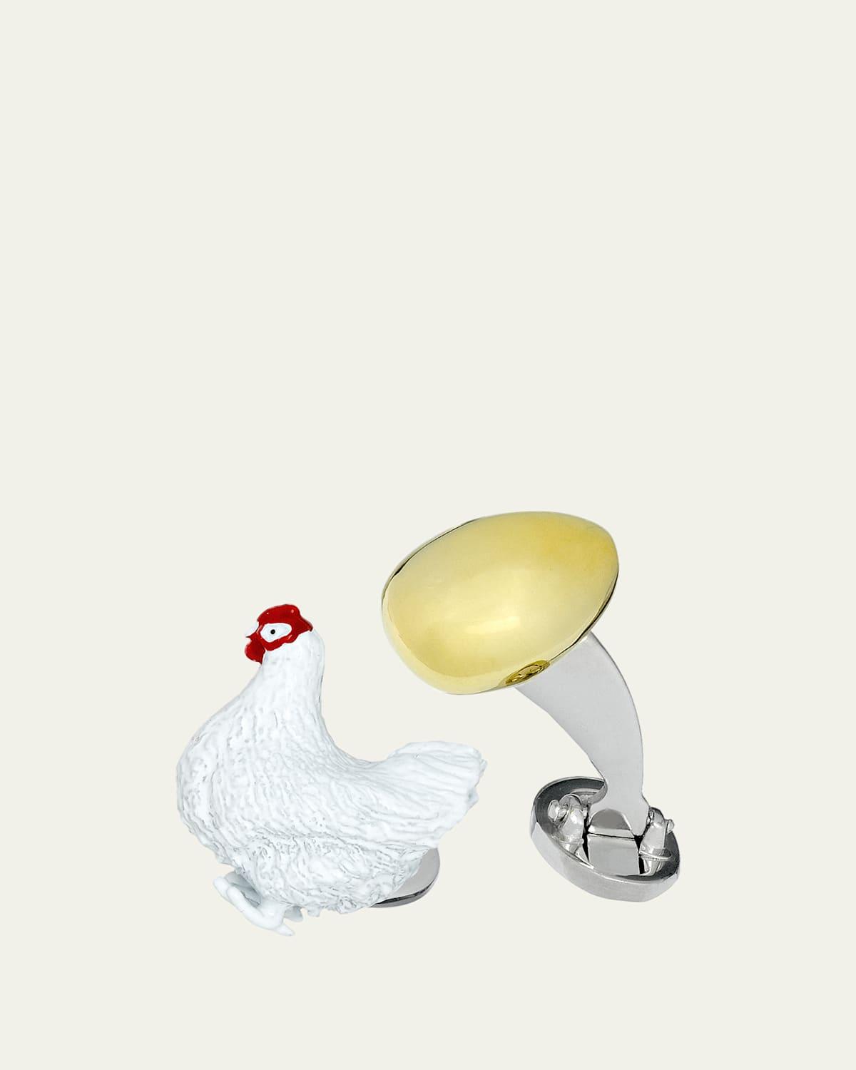 Mens The Chicken & The Egg Sterling Silver Cufflinks Product Image