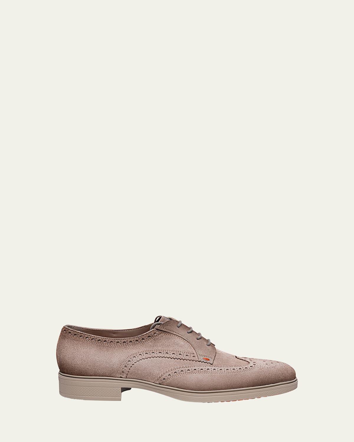 Men's Easy Suede Brogue Wingtip Derby Shoes Product Image