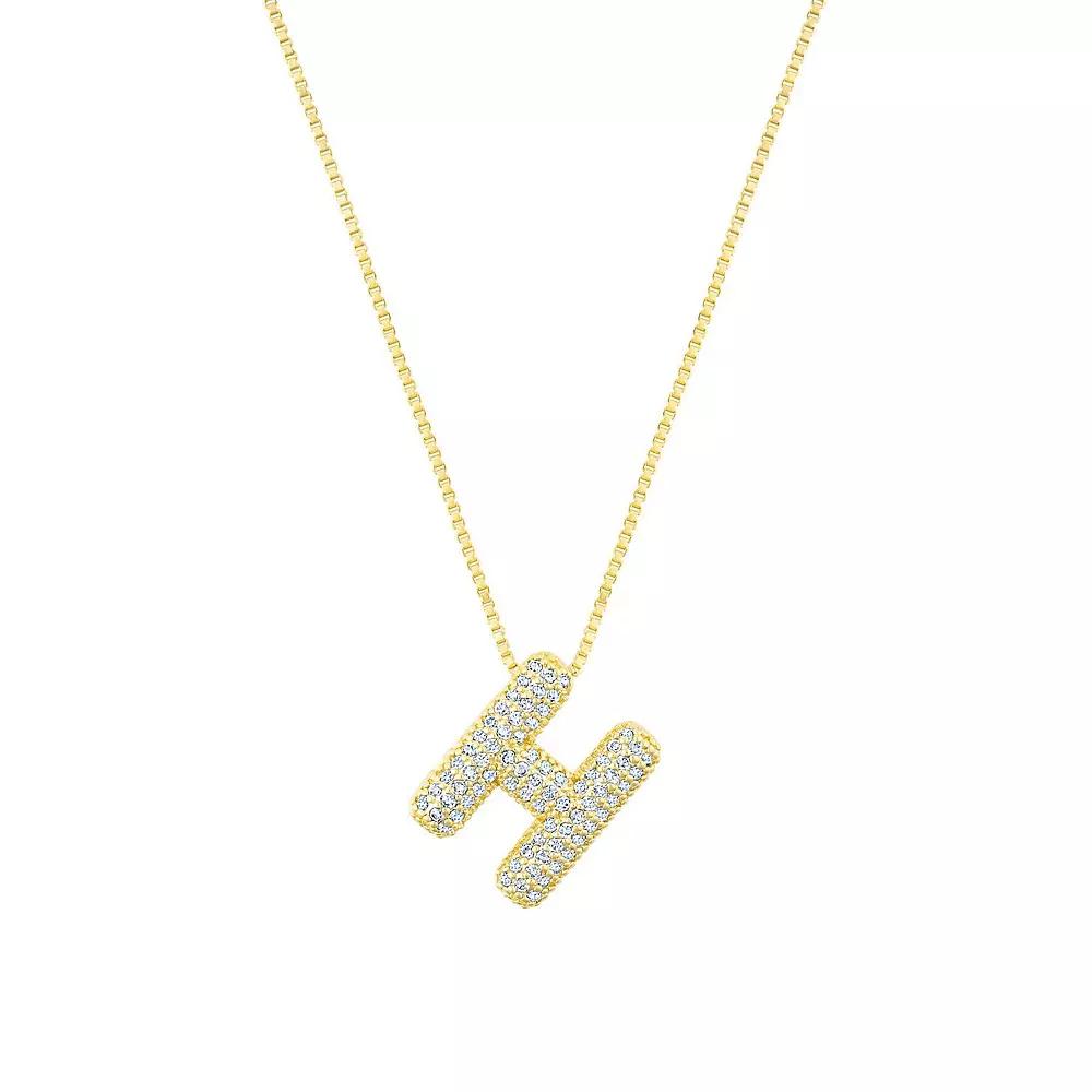 Adornia 14k Gold Plated Pave Bubble Letter Necklace, Women's, Size: 18", H Product Image