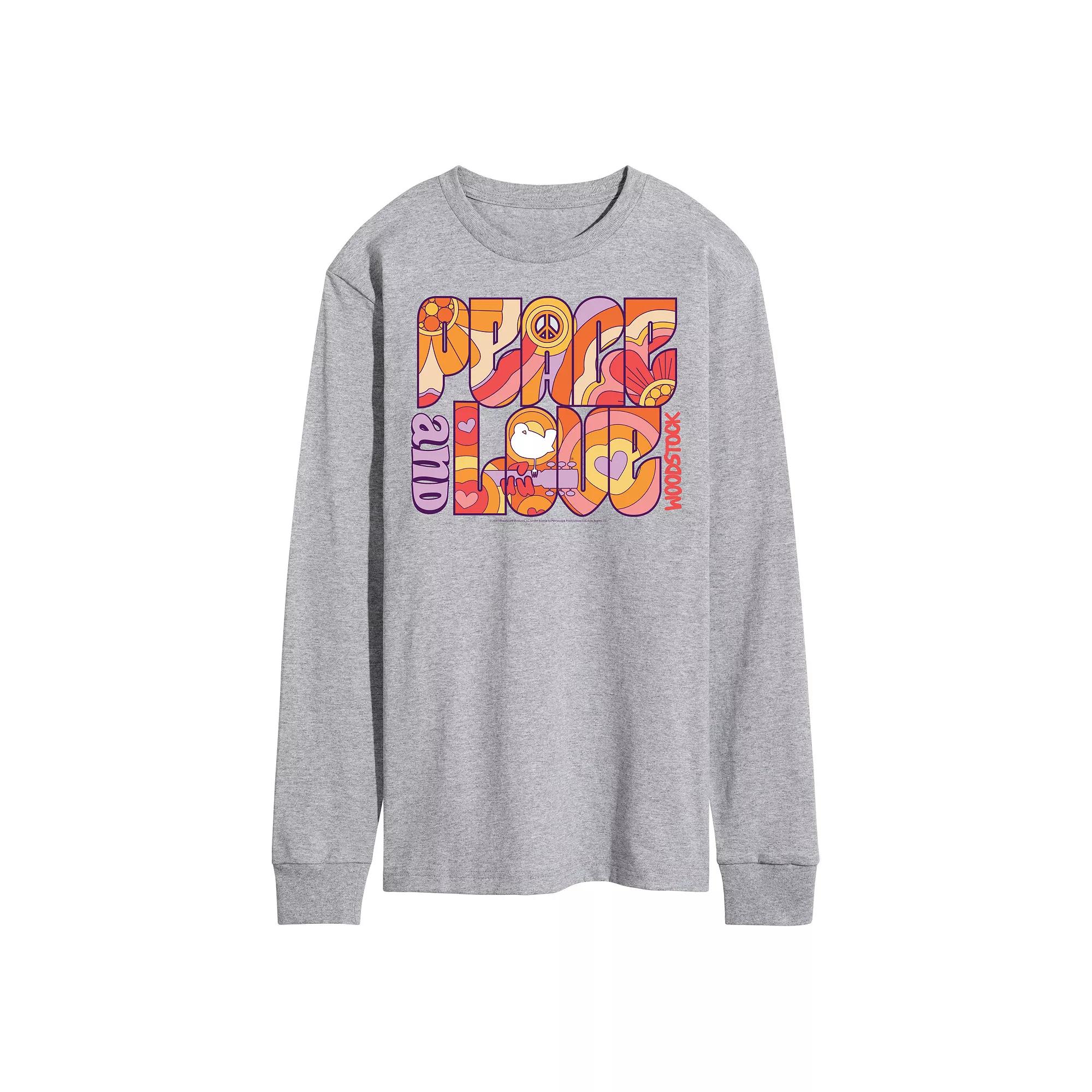 Men's Woodstock Peace And Love Long Sleeve Graphic Tee,  Product Image