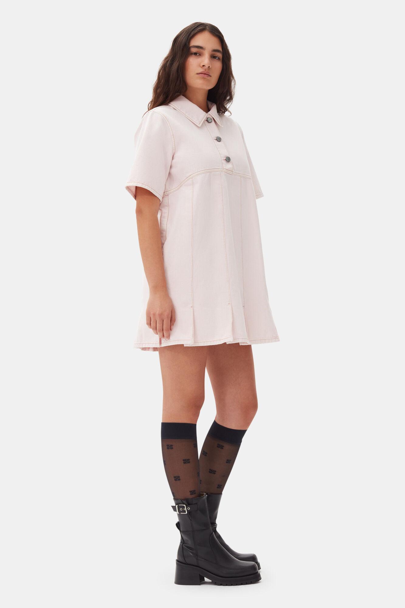 Pink Denim Mini Dress Product Image