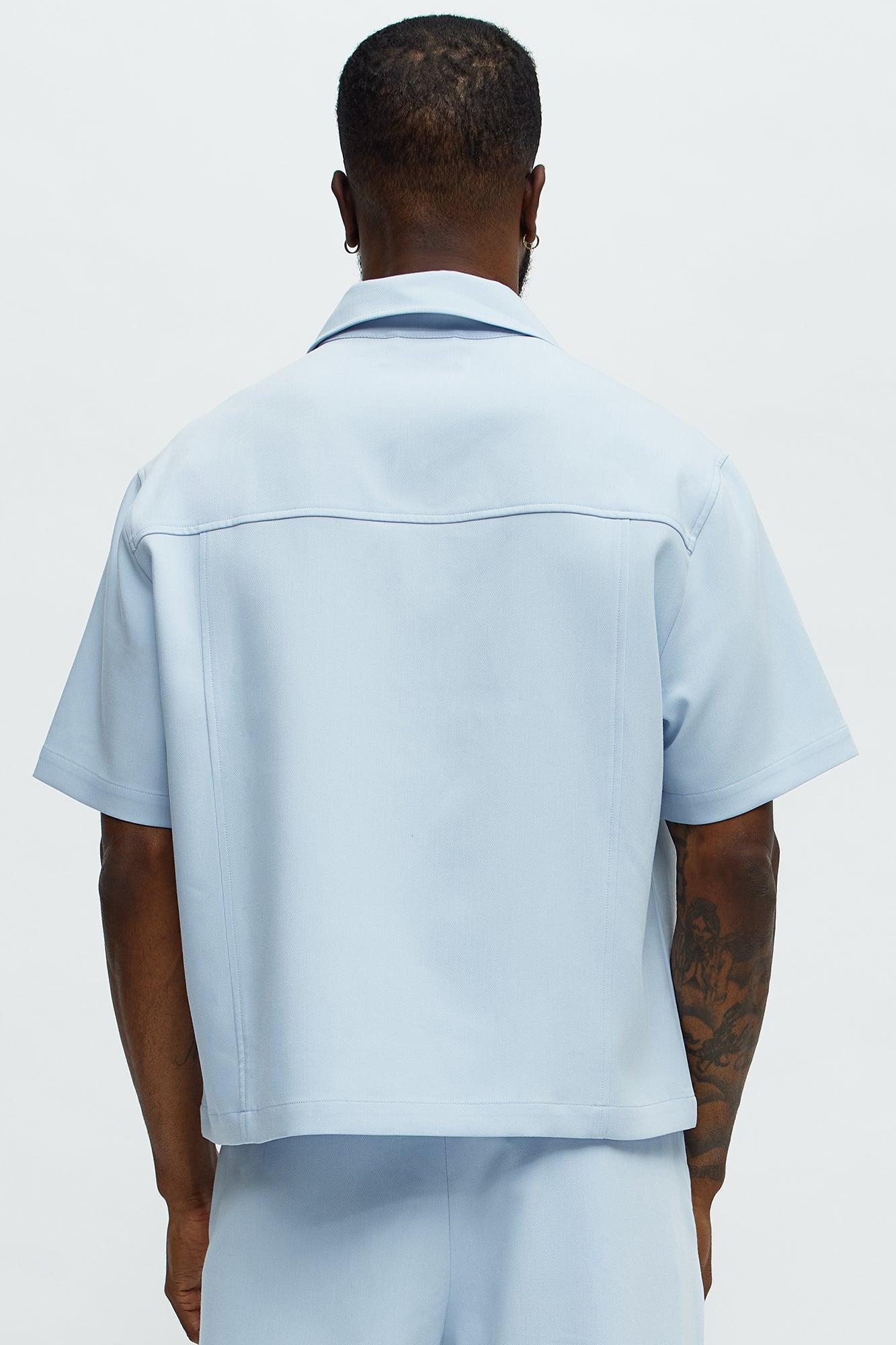 Cropped Ronan Weekender Button Up Shirt - Light Blue Male Product Image