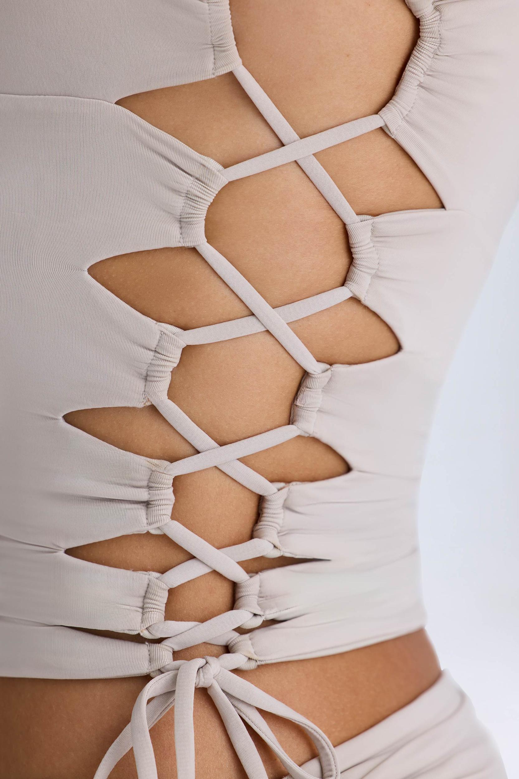 Ruched Cut-Out Top in Taupe Female Product Image