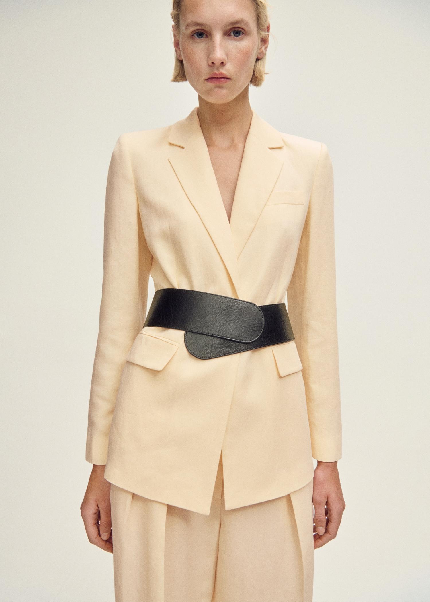 Straight-fit linen-blend suit pants - Women | MANGO USA Product Image