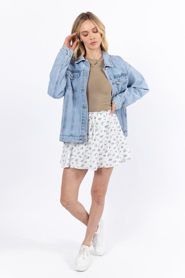 Garden Party Ivory and Blue Floral Print Gauze Skort FINAL SALE Product Image