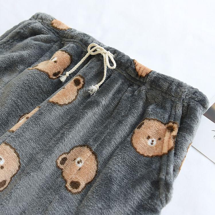 Couple Matching Bear Print Flannel Lounge Pants (Various Designs) Product Image