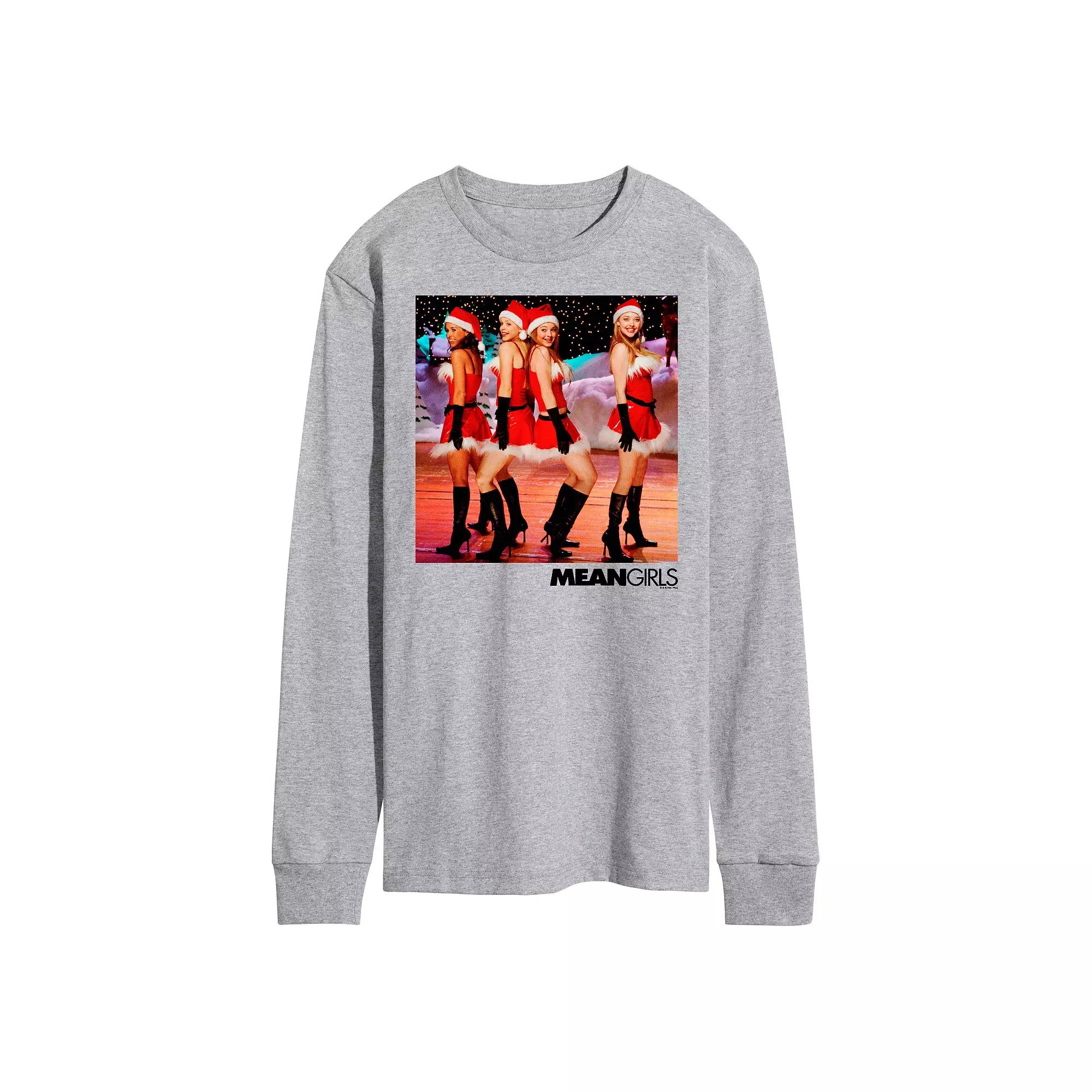 Men's Mean Girls Santa Long Sleeve Graphic Tee, Size: XL, Grey Gray Product Image