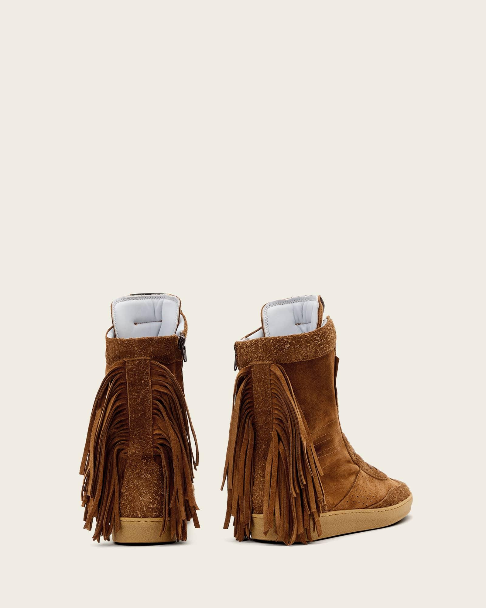 Louise Suede Fringe Sneakers Tan Brown | ALLSAINTS US Product Image