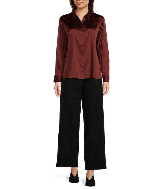 Eileen Fisher Tencel™ Lyocell Double Knit Wide Leg Pull-On Ankle Pants Product Image