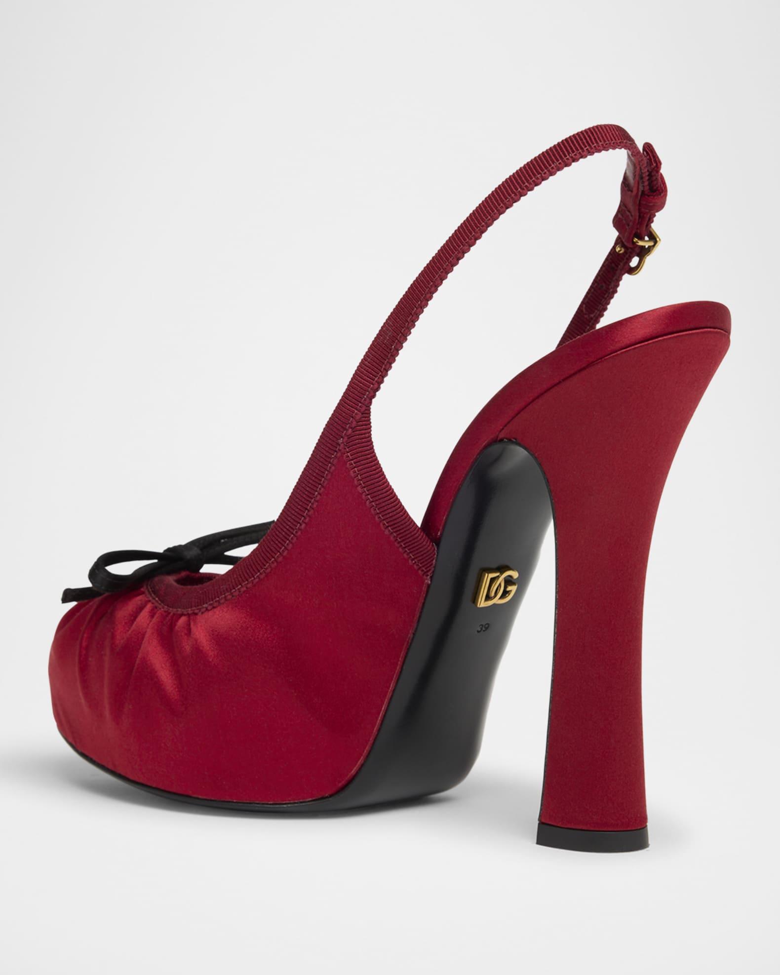 Satin Bow Slingback Ballerina Pumps Product Image