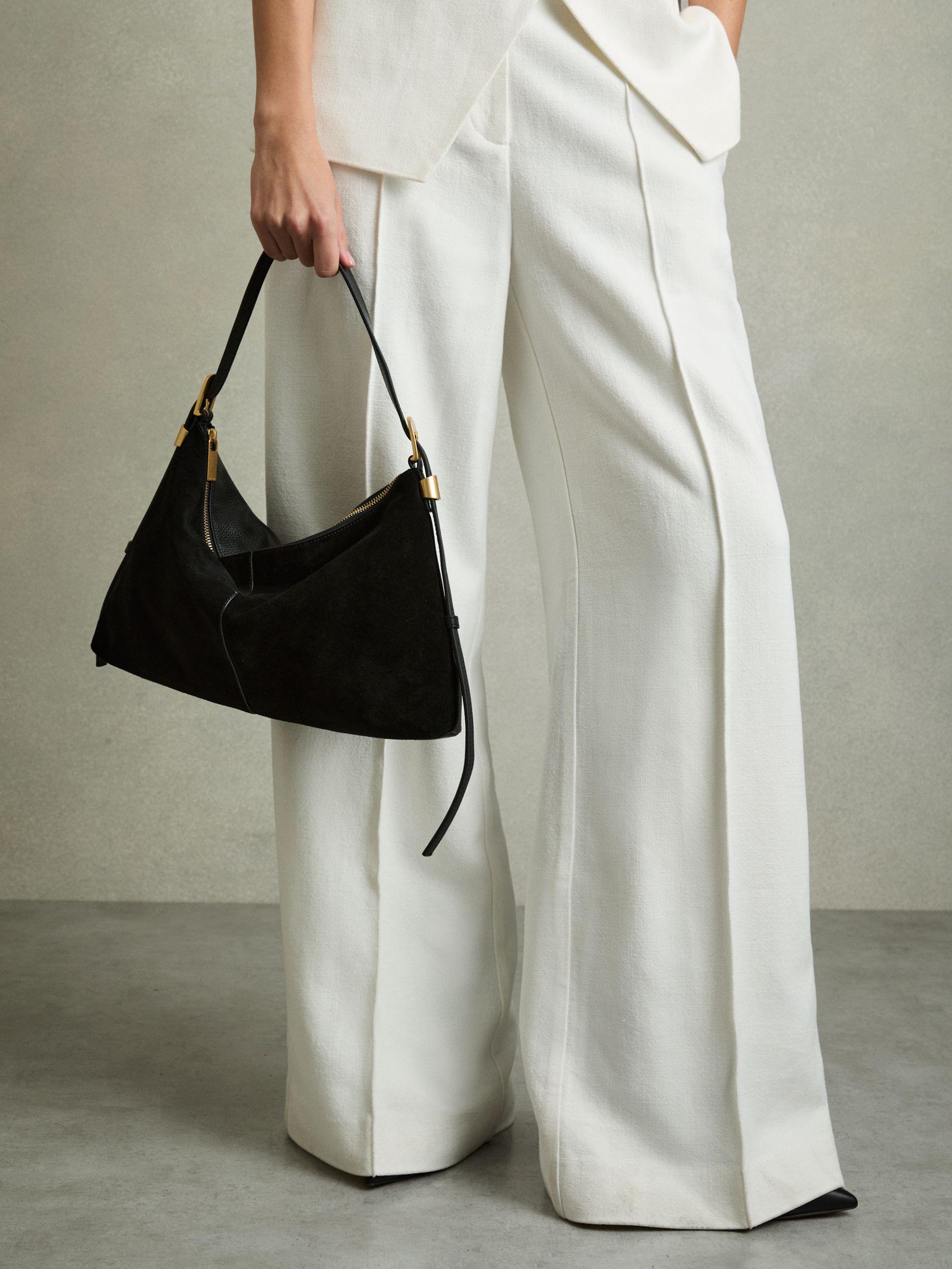 Suede And Leather Shoulder Bag in Black Product Image