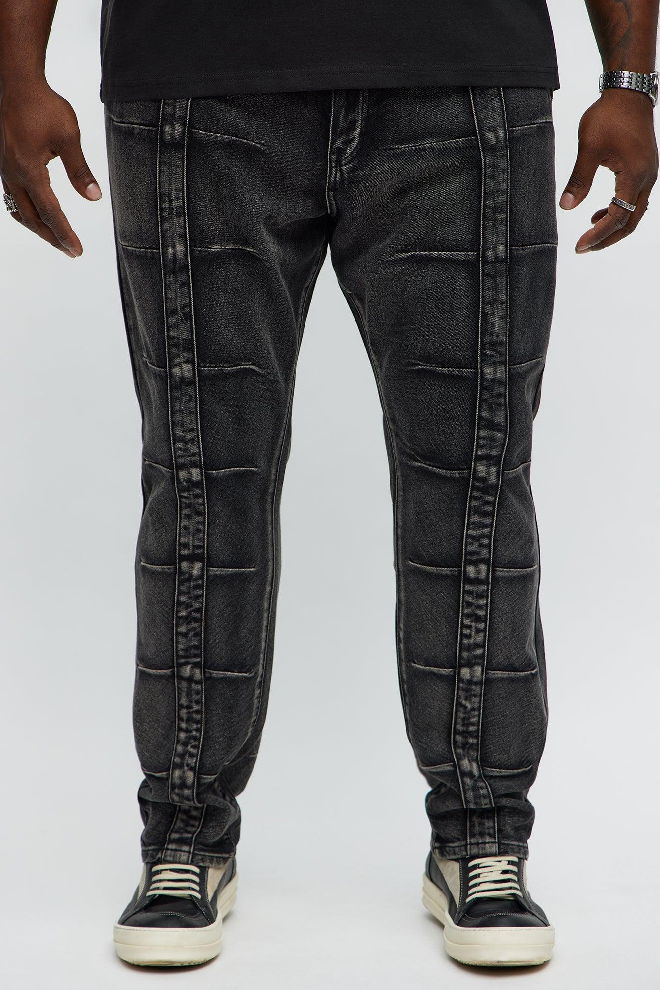 Vertical Panel Slim Jeans - Black Wash Product Image