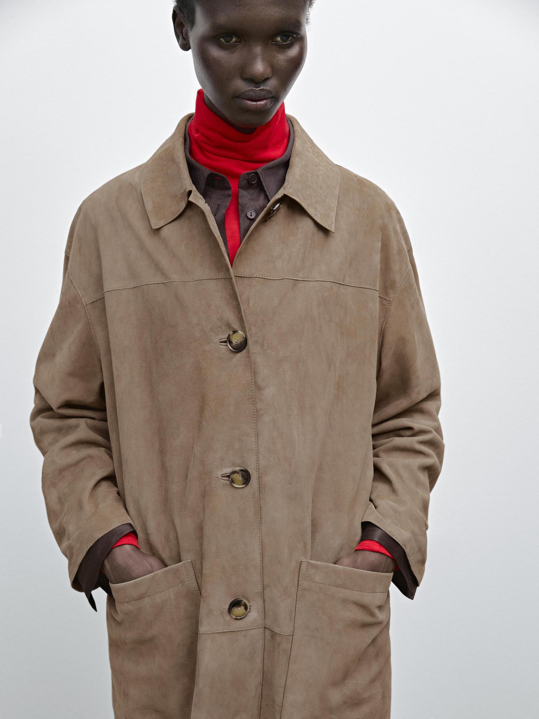 Suede leather trench coat Product Image