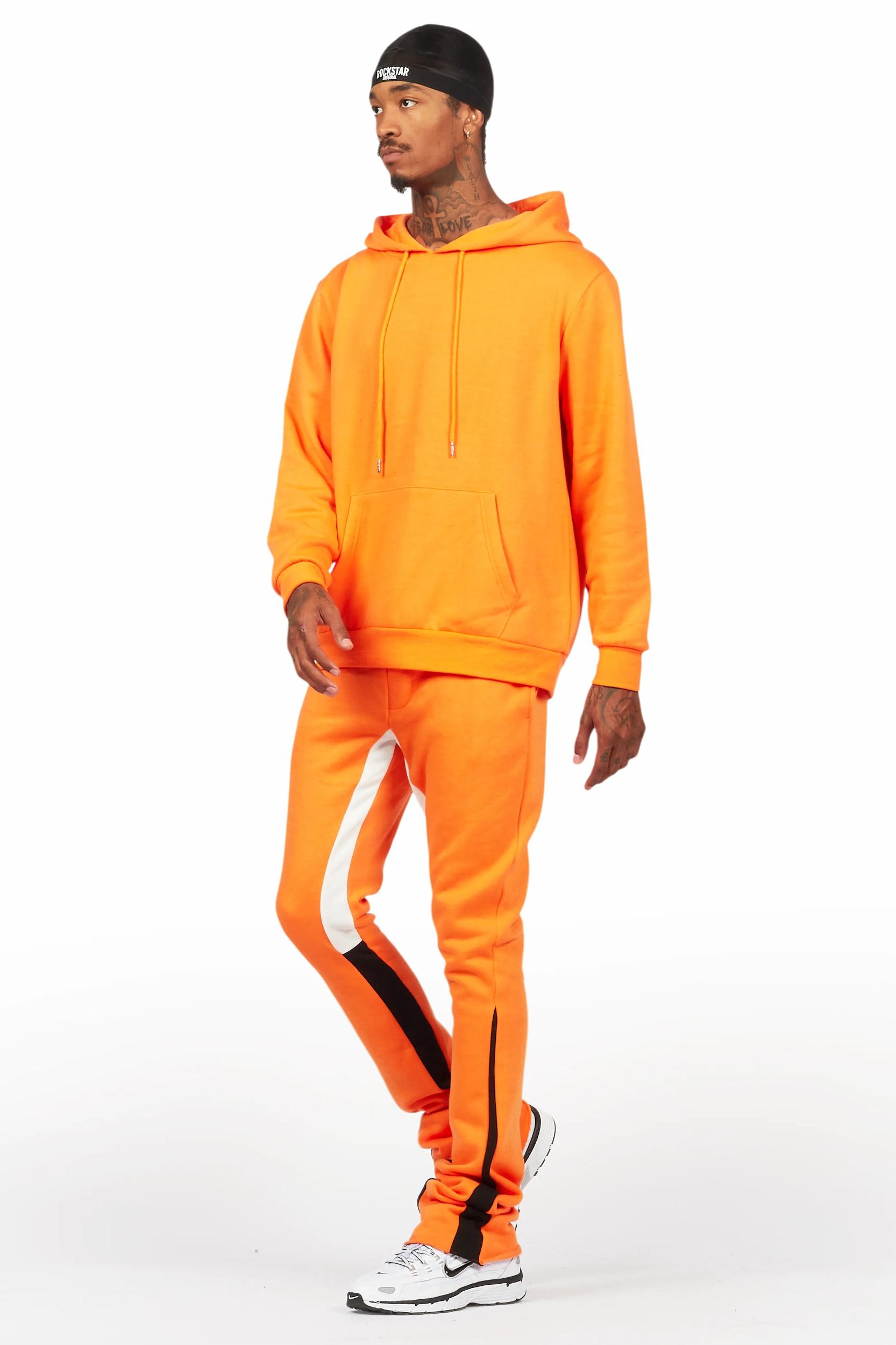 Basic Orange Hoodie/Stacked Flare Track Set Male Product Image