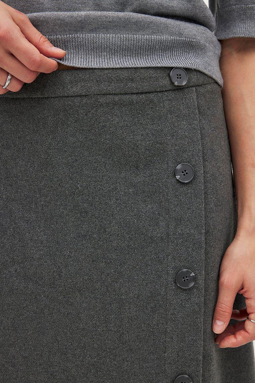 Asymmetric Buttoned Midi Skirt Product Image