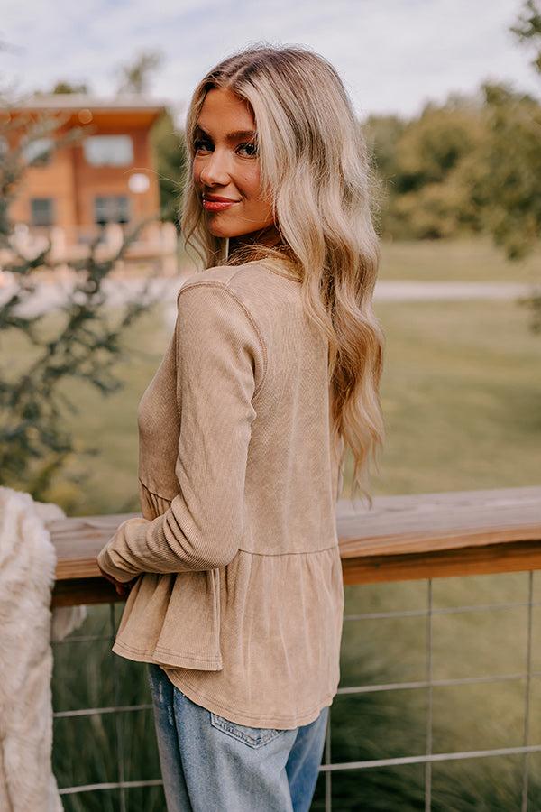 Harvest Cheer Vintage Wash Knit Top in Beige Product Image