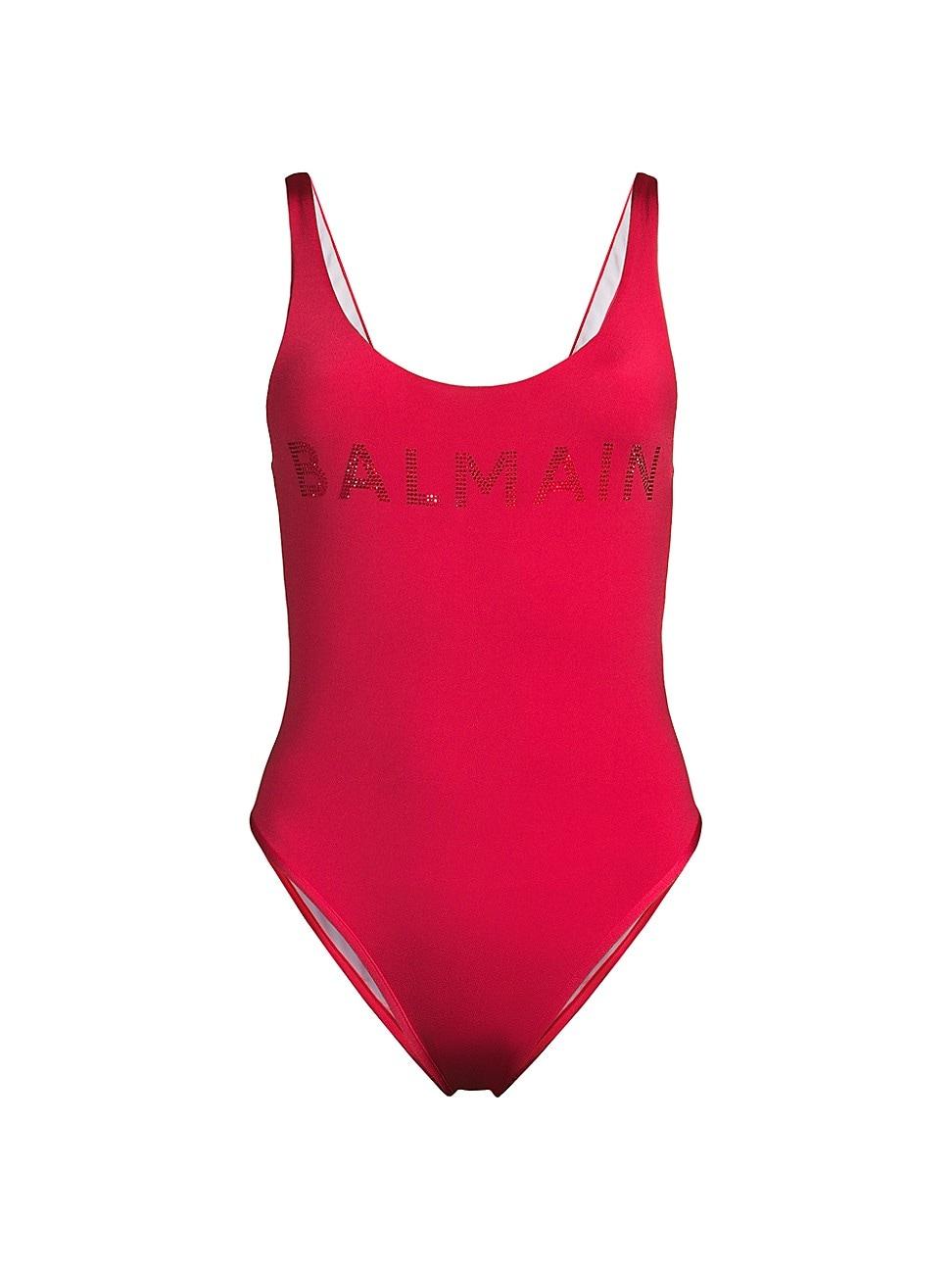 Womens Strass Tone-on-Tone Logo One-Piece Swimsuit Product Image