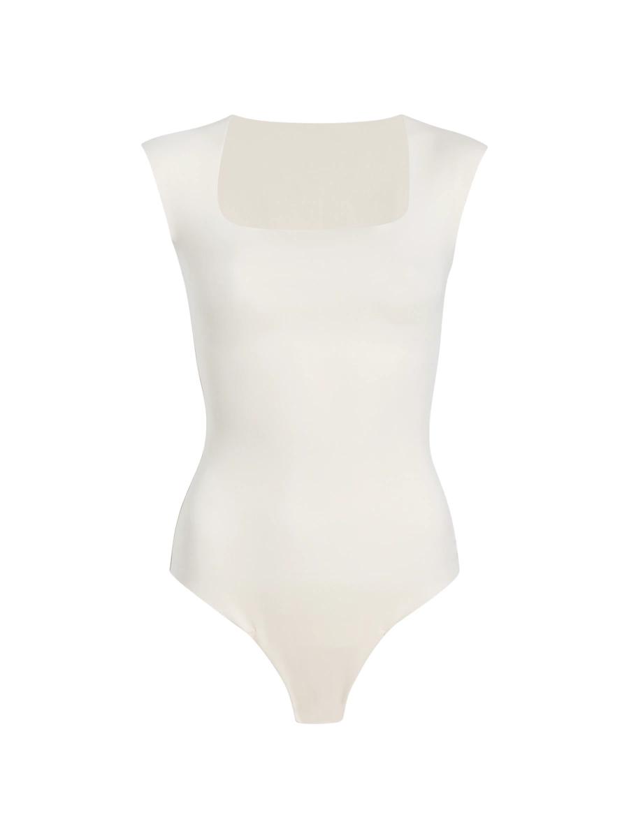 Womens Neoprene Cap-Sleeve Bodysuit Product Image