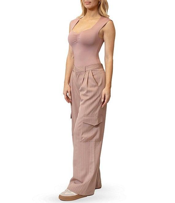 Stevie By Steve Madden Pinstripe Pattern High Rise Loose Fit Pant Product Image